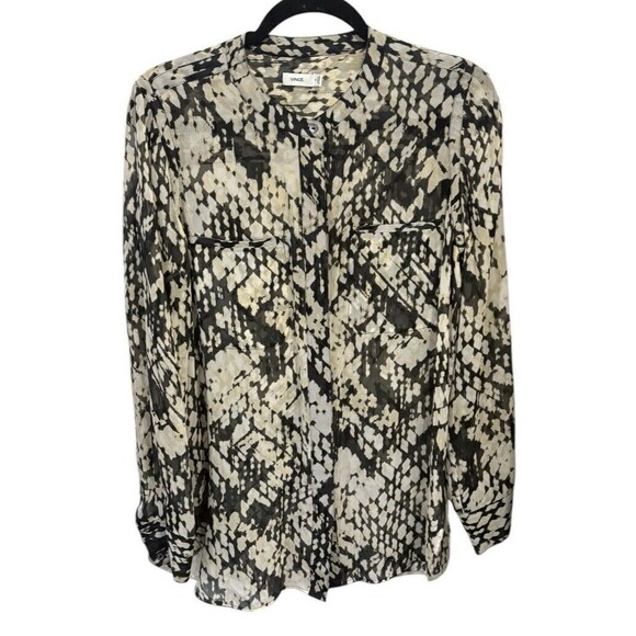 Vince Silk‎ Button Down Sheer Blouse Size 10 - Picture 1 of 4
